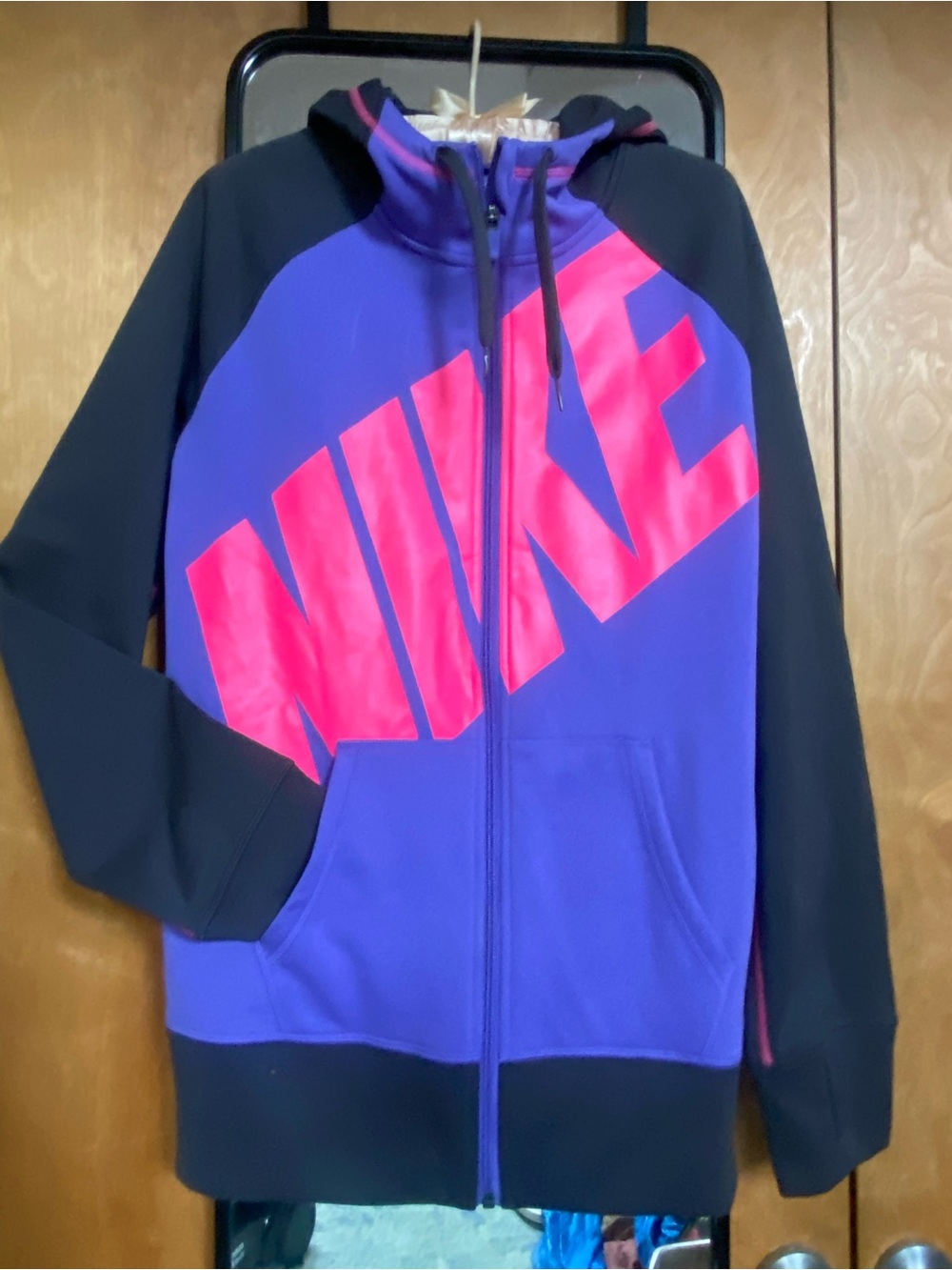 Nike Purple & Pink Logo Full-Zip Thermal Hoodie | Women’s XL